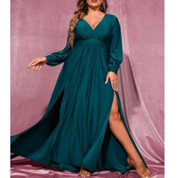 Plus size slit thigh party formal evening holidays dress - Picture 4 of 7